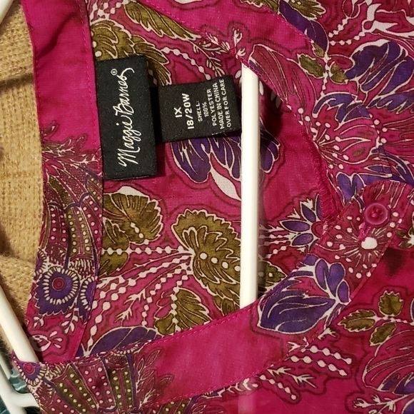 MAGGIE Barnes floral long slevees Blouse , Size IX OR 18/20 W - Picture 9 of 10